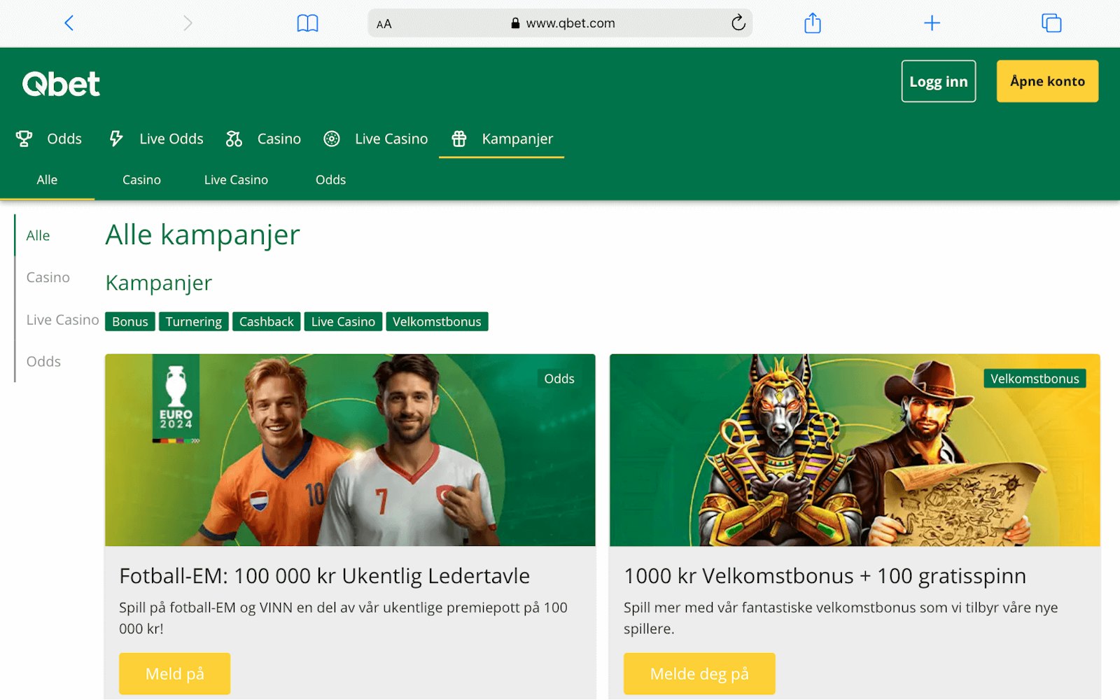 Qbet kampanjer