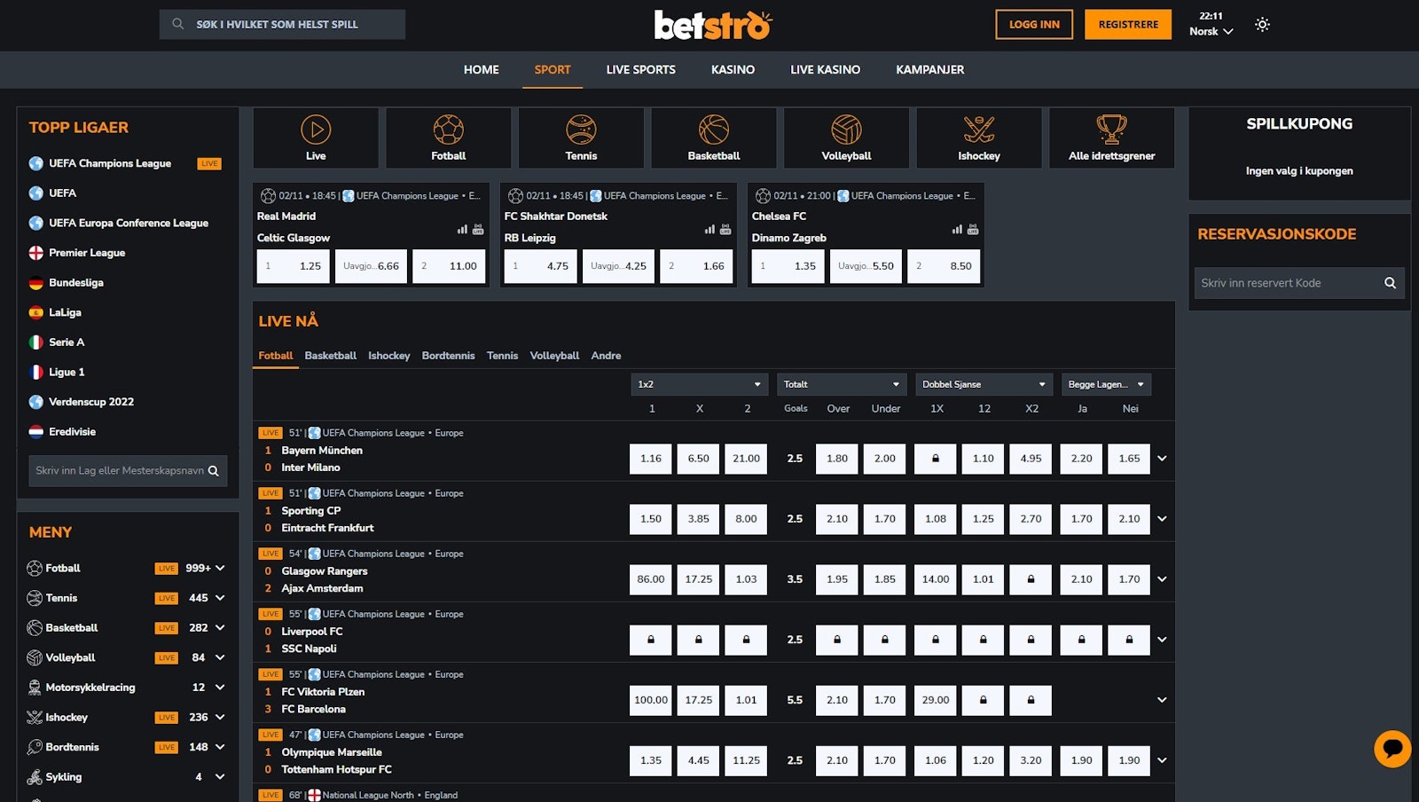Betstro odds