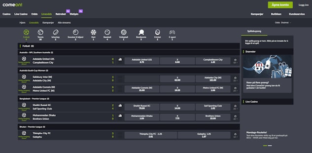 Comeon liveodds