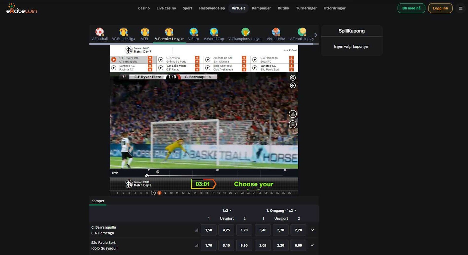 Excitewin virtuell sport