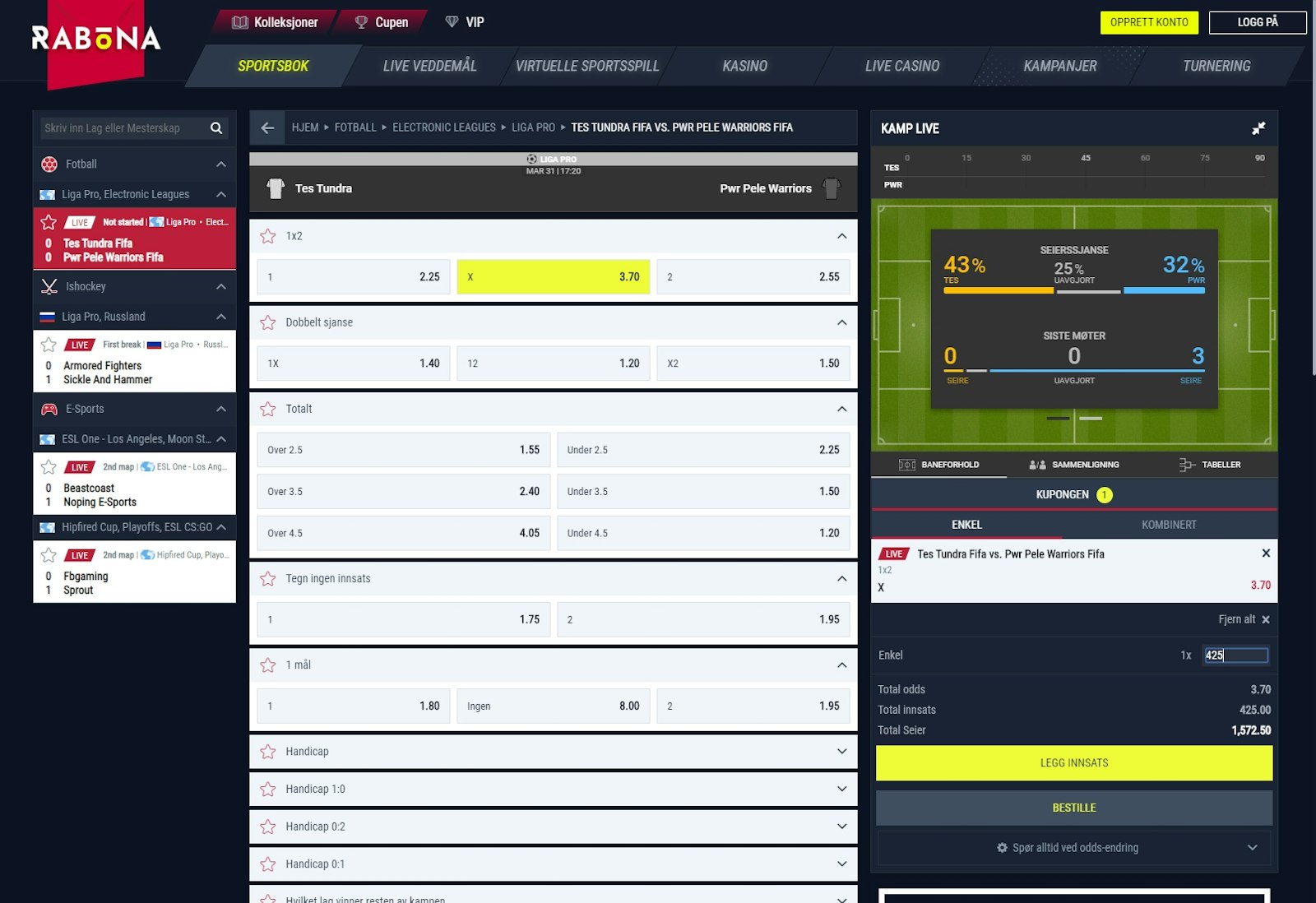 Rabona Sportsbok live