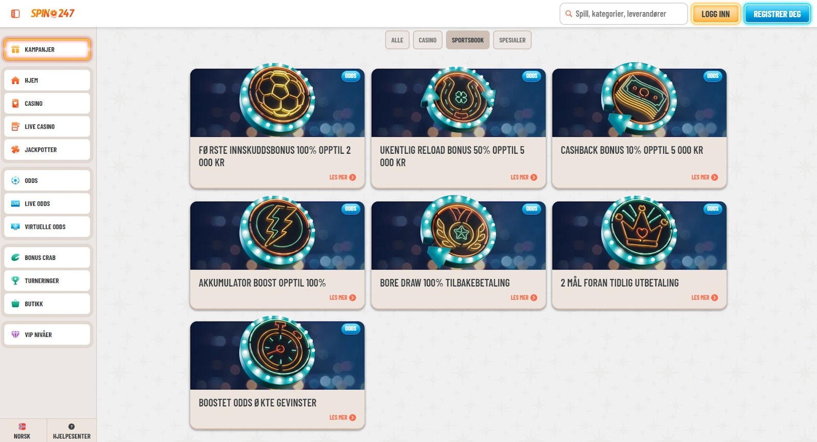 Spin247 kampanjer sport