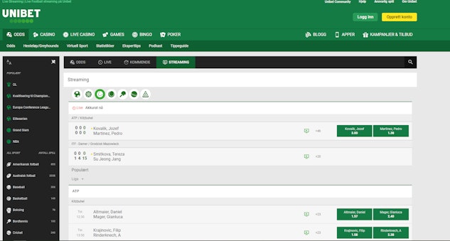 Unibet livestream tennis
