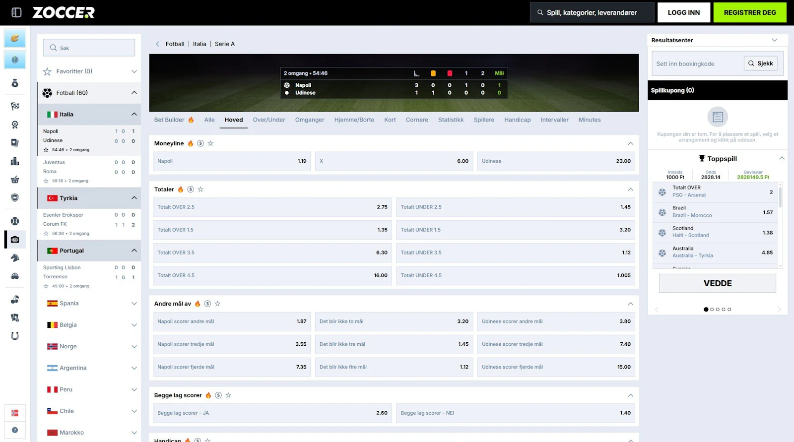 Zoccer liveodds